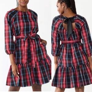 Draper James plaid bow back dress, size large NWT
